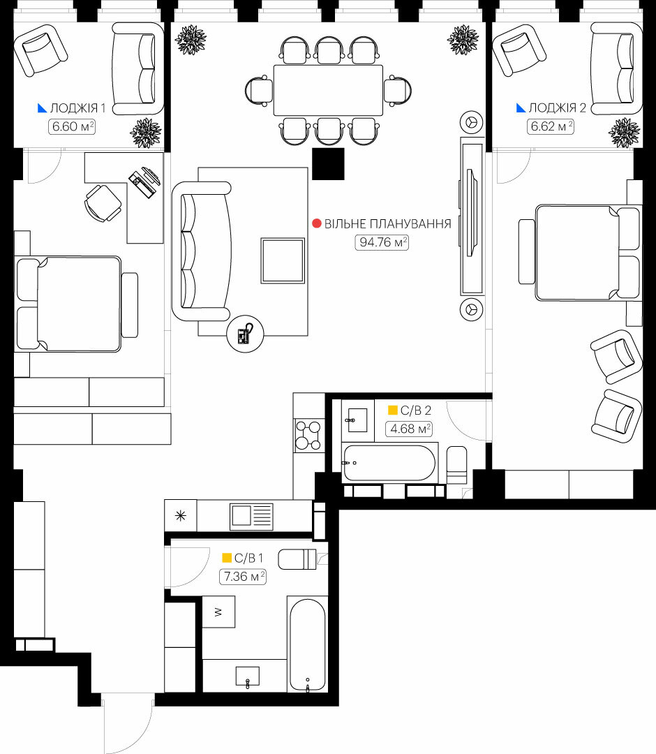 3-кімнатна 120.02 м² в ЖК KYIVPROEKT City Space від 83 165 грн/м², Київ