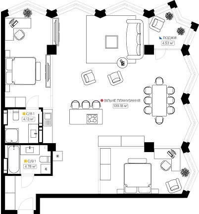 3-кімнатна 122.62 м² в ЖК KYIVPROEKT City Space від 103 923 грн/м², Київ