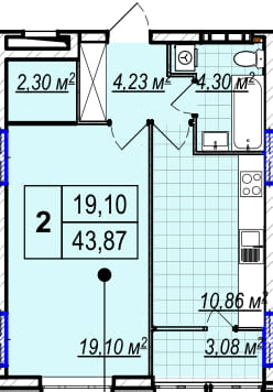 1-кімнатна 43.87 м² в ЖК Park Plaza від 29 900 грн/м², смт Чабани