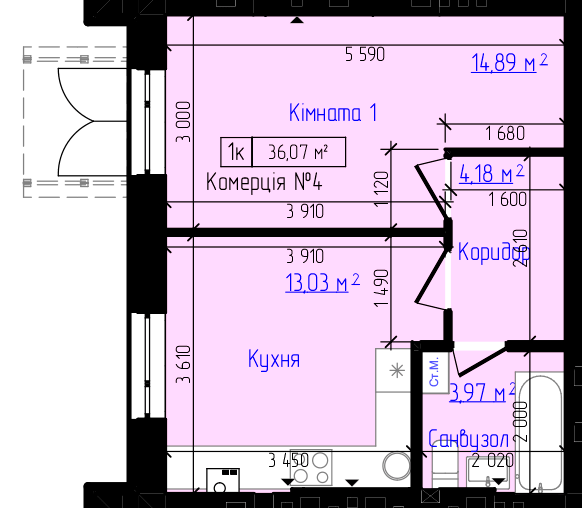 1-комнатная 36.07 м² в ЖК Viking Home от 20 000 грн/м², г. Ирпень