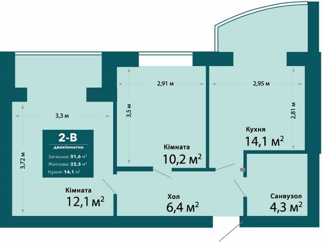 2-кімнатна 51.6 м² в ЖК Ібіс від 15 500 грн/м², м. Ірпінь