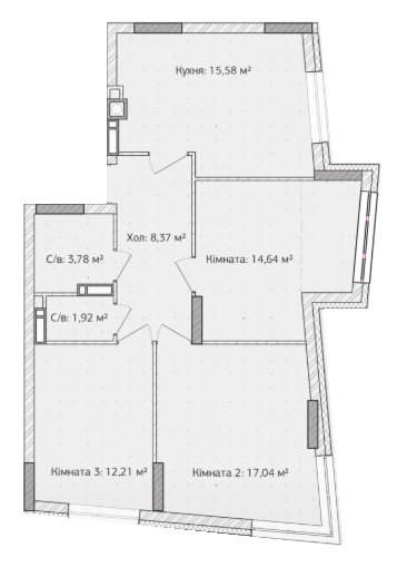 3-комнатная 73.54 м² в ЖК Синергия 3+ от 17 000 грн/м², г. Ирпень