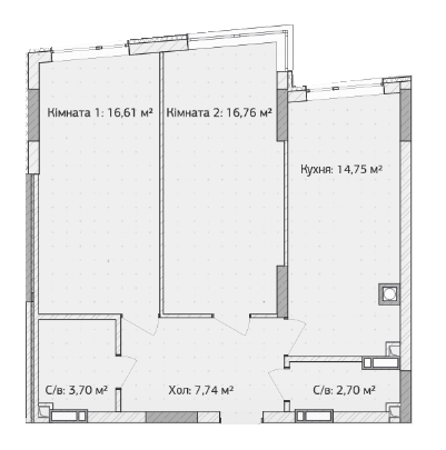 2-комнатная 62.26 м² в ЖК Синергия 3+ от 19 200 грн/м², г. Ирпень