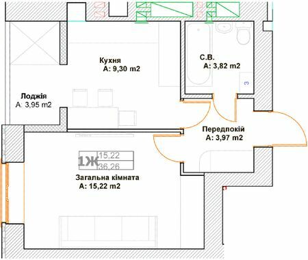 1-кімнатна 36.26 м² в ЖК Фортуна-2 від 27 400 грн/м², м. Ірпінь