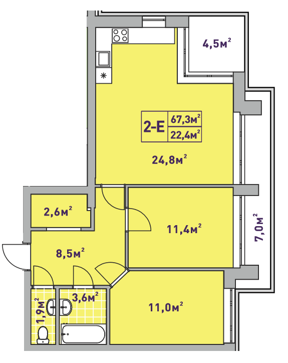 2-кімнатна 67.3 м² в ЖК Центральний-2 від 22 250 грн/м², м. Ірпінь