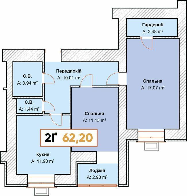 2-комнатная 62.2 м² в ЖК Continent от 23 900 грн/м², г. Буча