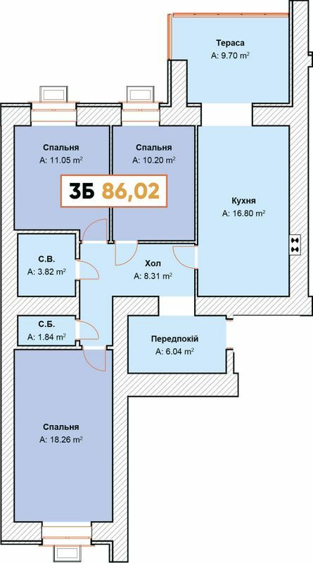 3-кімнатна 86.02 м² в ЖК Continent від 19 000 грн/м², м. Буча