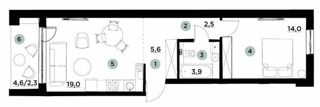 1-кімнатна 47.4 м² в ЖК PARKTOWN від 18 500 грн/м², смт Гостомель