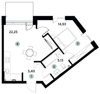 1-кімнатна 47.71 м² в ЖК PARKTOWN від 18 500 грн/м², смт Гостомель