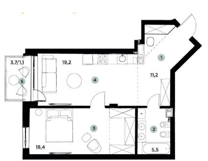 1-кімнатна 55.4 м² в ЖК PARKTOWN від 21 000 грн/м², смт Гостомель