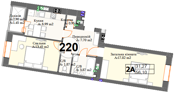 2-комнатная 56.1 м² в ЖК Авиатор от 21 150 грн/м², пгт Гостомель