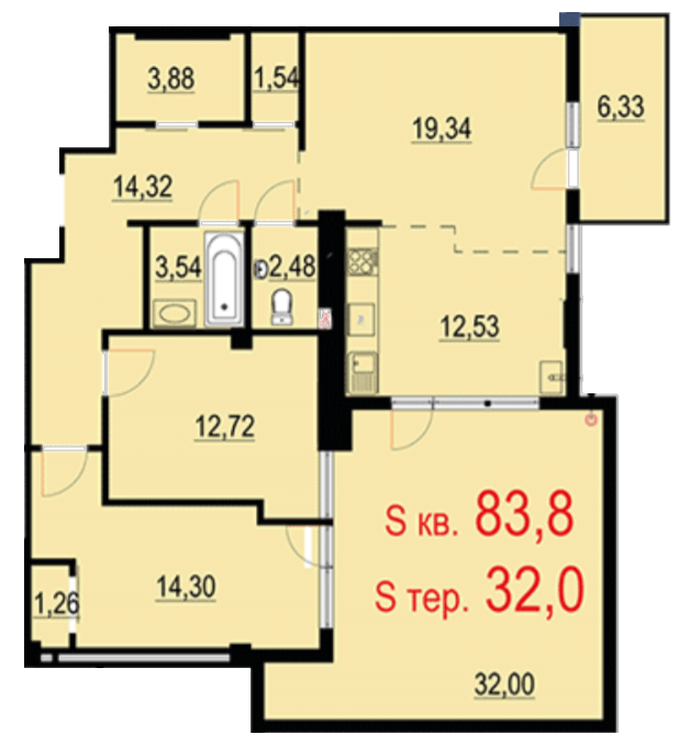 3-кімнатна 115.8 м² в ЖК Бульвар Європейський від 19 000 грн/м², Івано-Франківськ