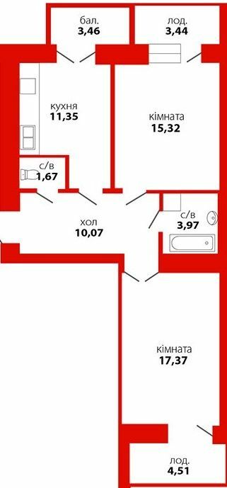 2-комнатная 68.73 м² в ЖК Квартал Виноградний от 12 550 грн/м², Ивано-Франковск