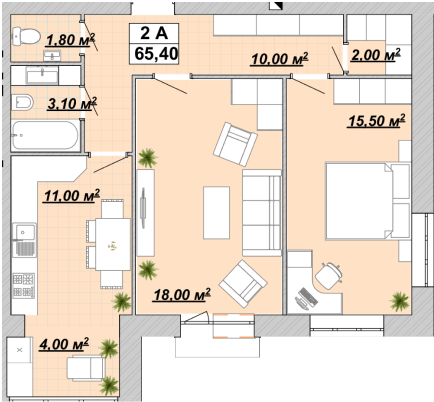 2-комнатная 65.4 м² в ЖР Княгинин от 14 000 грн/м², Ивано-Франковск