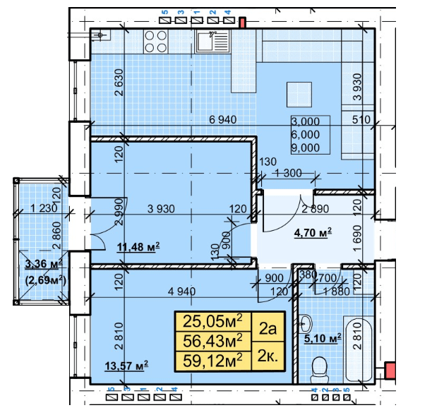 2-комнатная 59.12 м² в ЖК Парковый городок от 14 700 грн/м², Ивано-Франковск