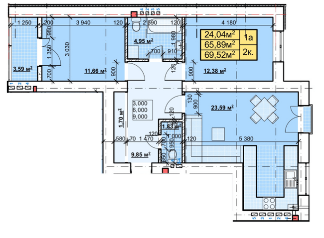 2-комнатная 69.52 м² в ЖК Парковый городок от 15 800 грн/м², Ивано-Франковск