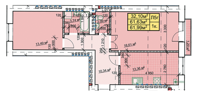 2-комнатная 61.99 м² в ЖК Парковый городок от 14 700 грн/м², Ивано-Франковск