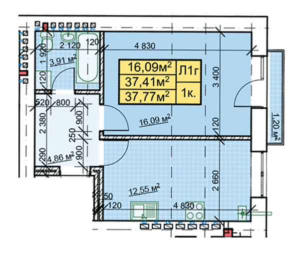 1-комнатная 37.77 м² в ЖК Парковый городок от 14 900 грн/м², Ивано-Франковск