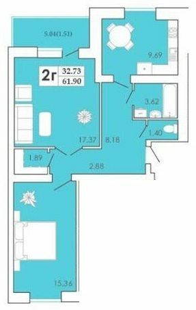 2-комнатная 61.9 м² в ЖК Maiborsky от 11 000 грн/м², Хмельницкий