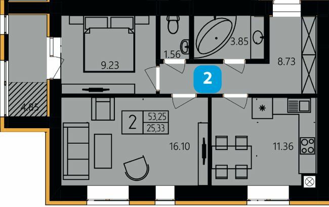 2-комнатная 53.25 м² в ЖК River Park от 18 000 грн/м², Хмельницкий