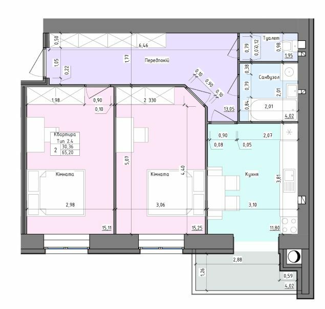 2-кімнатна 65.2 м² в ЖК Барви від 13 000 грн/м², Хмельницький