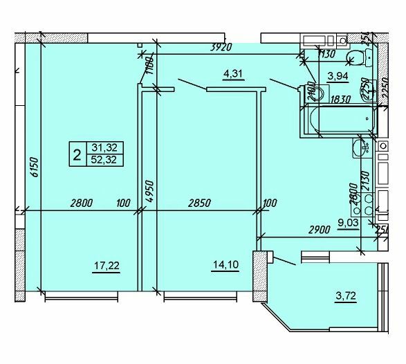 2-комнатная 52.32 м² в ЖК Приозерный от 11 000 грн/м², Хмельницкий