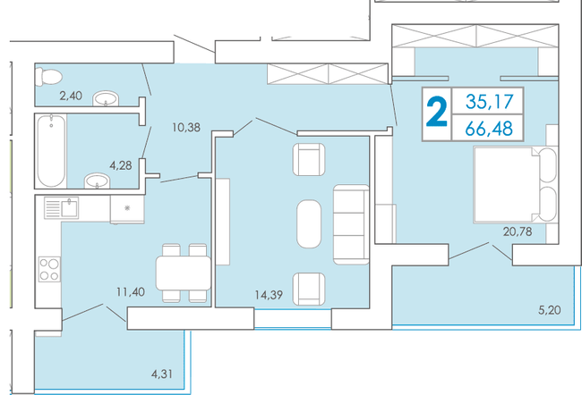 2-кімнатна 66.48 м² в ЖК Срібні озера комфорт від 11 000 грн/м², Хмельницький