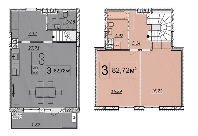 Двухуровневая 82.72 м² в ЖК Дружба Хаус от 11 800 грн/м², г. Волочиск