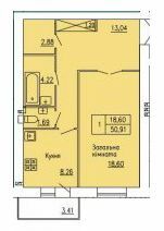 1-комнатная 50.91 м² в ЖК на ул. Гагарина, 1 от 9 000 грн/м², г. Каменец-Подольский