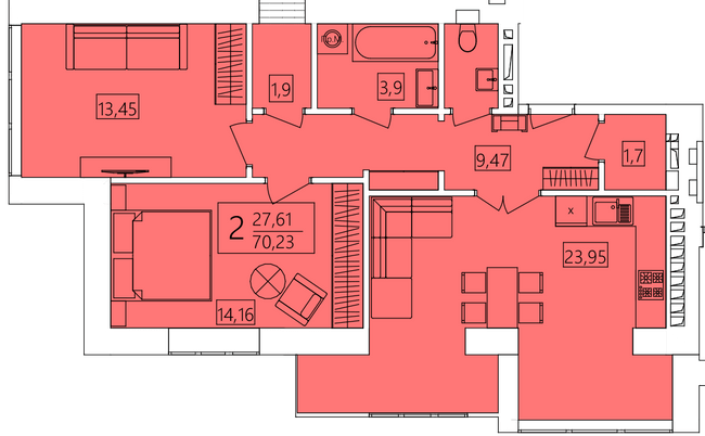 2-кімнатна 70.23 м² в ЖК Living Park "Нова Будова-2" від 29 850 грн/м², с. Мукша Китайгородська