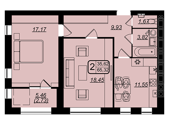 2-комнатная 65.32 м² в ЖК Golden House от 29 200 грн/м², Винница