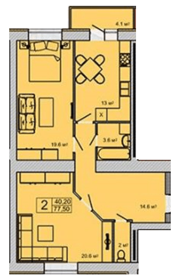 2-комнатная 77.5 м² в ЖК Turkish City от 22 000 грн/м², Винница