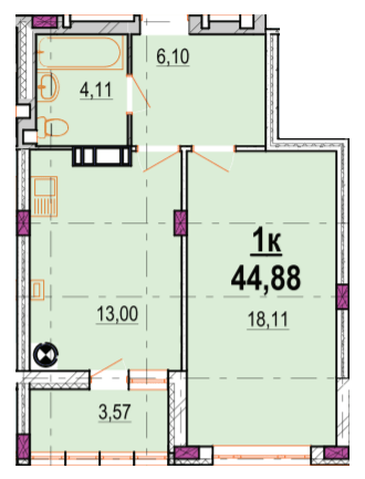 1-комнатная 44.88 м² в ЖК Родинний маєток от 24 000 грн/м², Винница