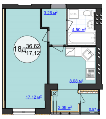 1-кімнатна 36.62 м² в ЖК Кемпінг Сіті від 13 500 грн/м², смт Стрижавка