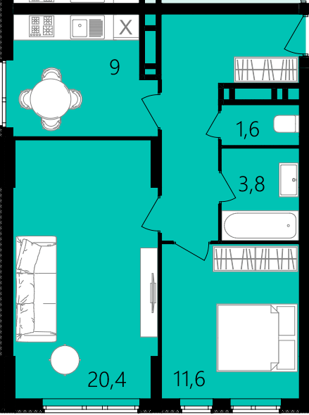 2-комнатная 56 м² в ЖК Лесопарковый от 25 100 грн/м², Винница