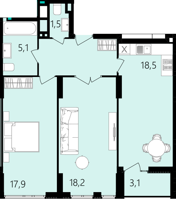 2-кімнатна 71.6 м² в ЖК Лісопарковий від 25 100 грн/м², Вінниця