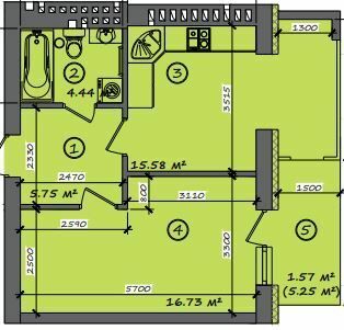 1-кімнатна 44.07 м² в ЖК Італійський від 18 000 грн/м², с. Тарасове