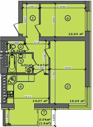 2-комнатная 60.53 м² в ЖК Итальянский от 18 000 грн/м², с. Тарасово