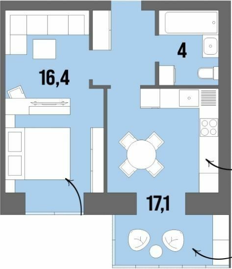 1-комнатная 41.8 м² в ЖК Dream Town от 16 950 грн/м², Луцк