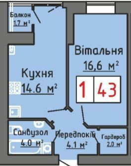 1-комнатная 43 м² в ЖК Оберег от 17 000 грн/м², Луцк