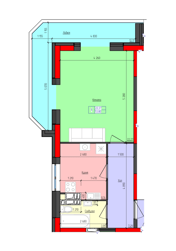 1-комнатная 53.8 м² в ЖК Мистецькі Ворота от 19 000 грн/м², Житомир