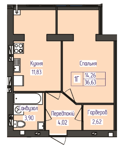 1-комнатная 36.63 м² в ЖК Польский бульвар от 14 000 грн/м², Житомир