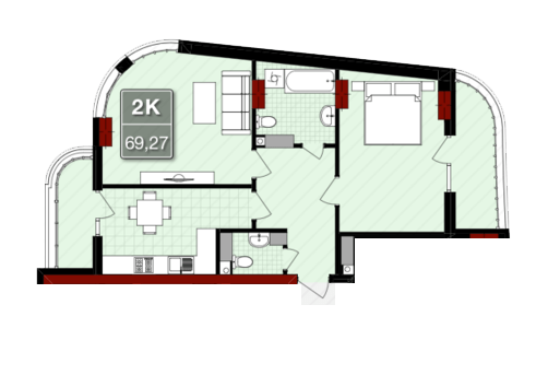 2-кімнатна 69.27 м² в ЖК Президент Хол від забудовника, Житомир