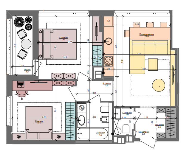 2-кімнатна 64.7 м² в ЖК Файна Таун від 55 650 грн/м², Київ