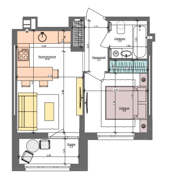 1-комнатная 34.3 м² в ЖК Файна Таун от 48 000 грн/м², Киев