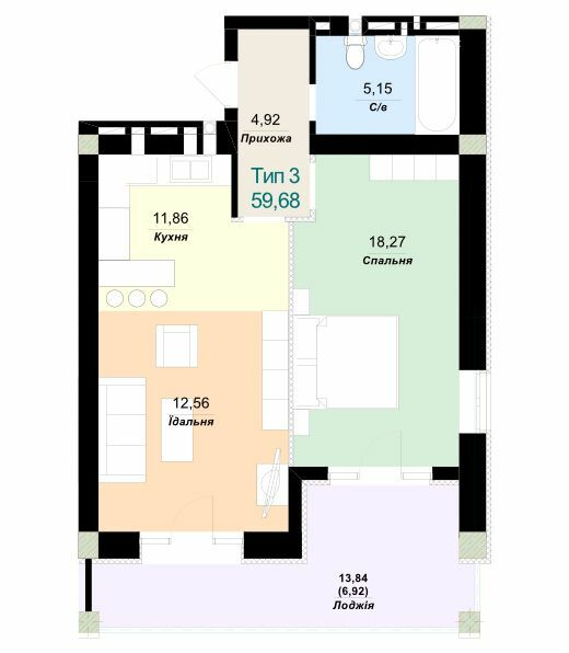 1-комнатная 59.68 м² в ЖК Sky City от 21 000 грн/м², Ужгород