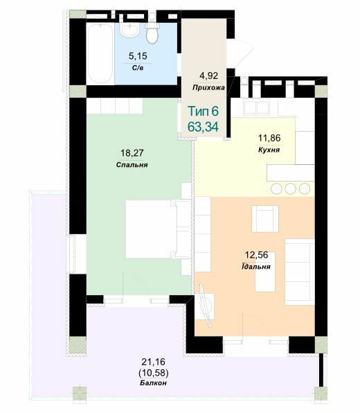 1-кімнатна 63.34 м² в ЖК Sky City від 21 000 грн/м², Ужгород