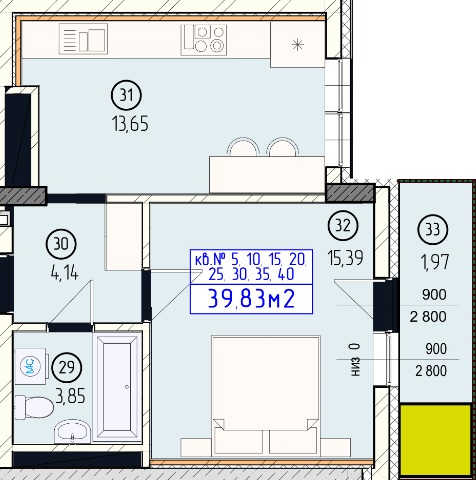 1-комнатная 39.83 м² в ЖК Будапешт от 27 450 грн/м², Ужгород