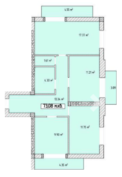 3-кімнатна 73.08 м² в ЖК Паннонія від 28 900 грн/м², Ужгород