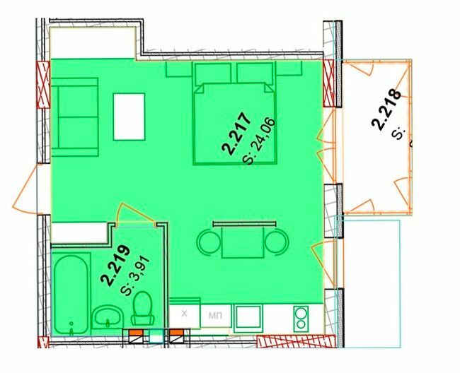 1-комнатная 31.52 м² в ЖК Сонячний квартал от 51 450 грн/м², с. Голубиное